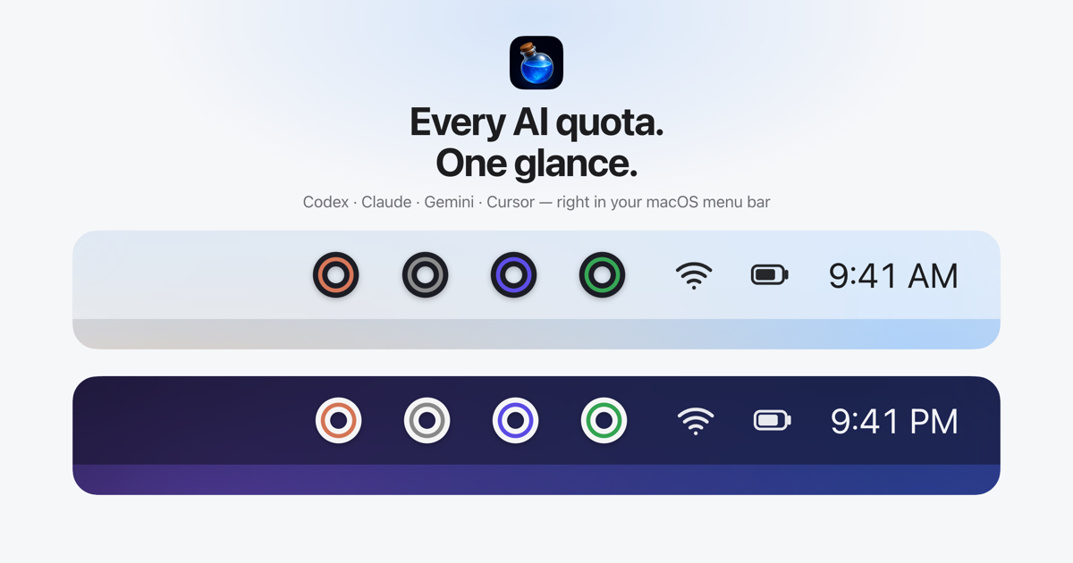 Mana quota rings in light and dark macOS menu bars